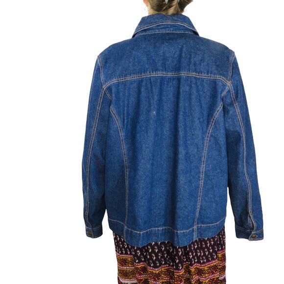 Denim & Co. 1990s Vintage Embellished Denim Jacket Jean Jacket Beaded Sequin XL - Picture 7 of 7